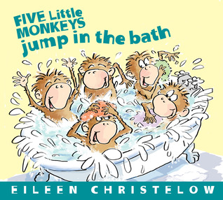 Cinco pequeños monos saltan en el baño