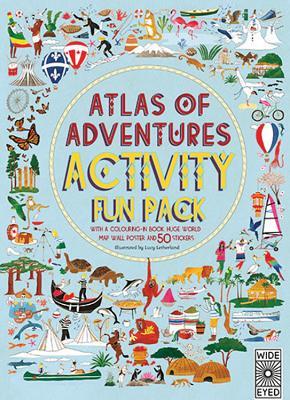 Atlas de actividades de aventuras Pack de diversión: con un libro para colorear, un enorme mapa del mundo cartel de la pared y 50 pegatinas