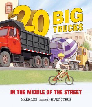Veinte grandes camiones en el centro de la calle